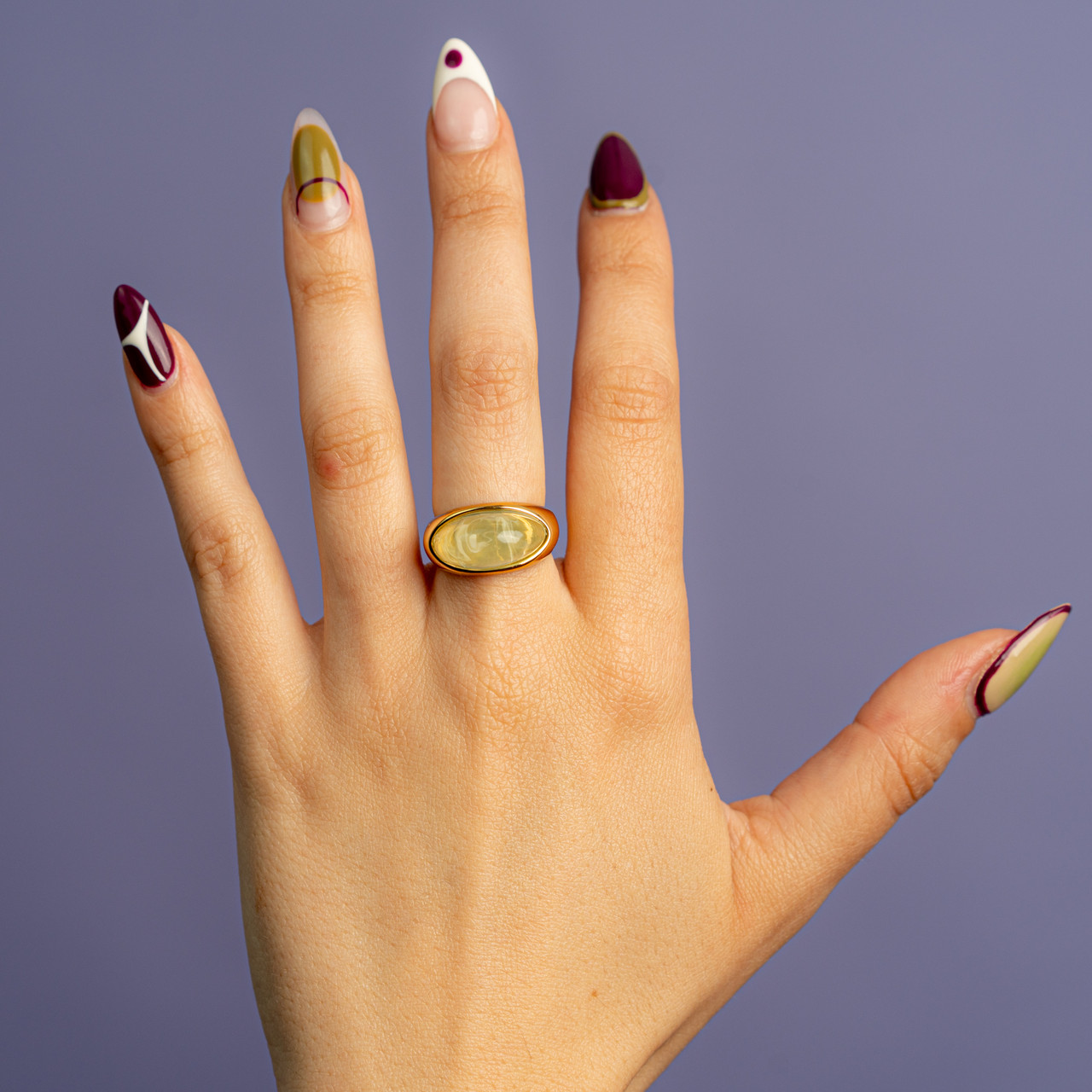 Anello pietra bianco lattiginoso -  - Le Conturbanti Concept Store