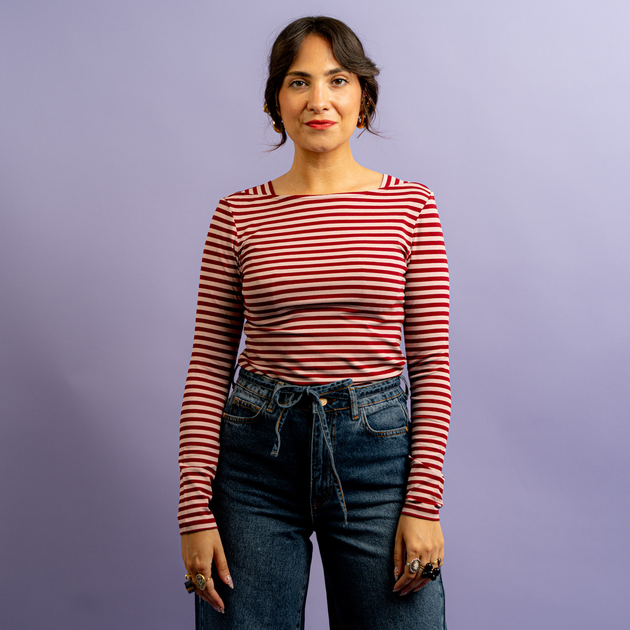 Maglia slim a righe rosa e bordeaux -  - Le Conturbanti Concept Store
