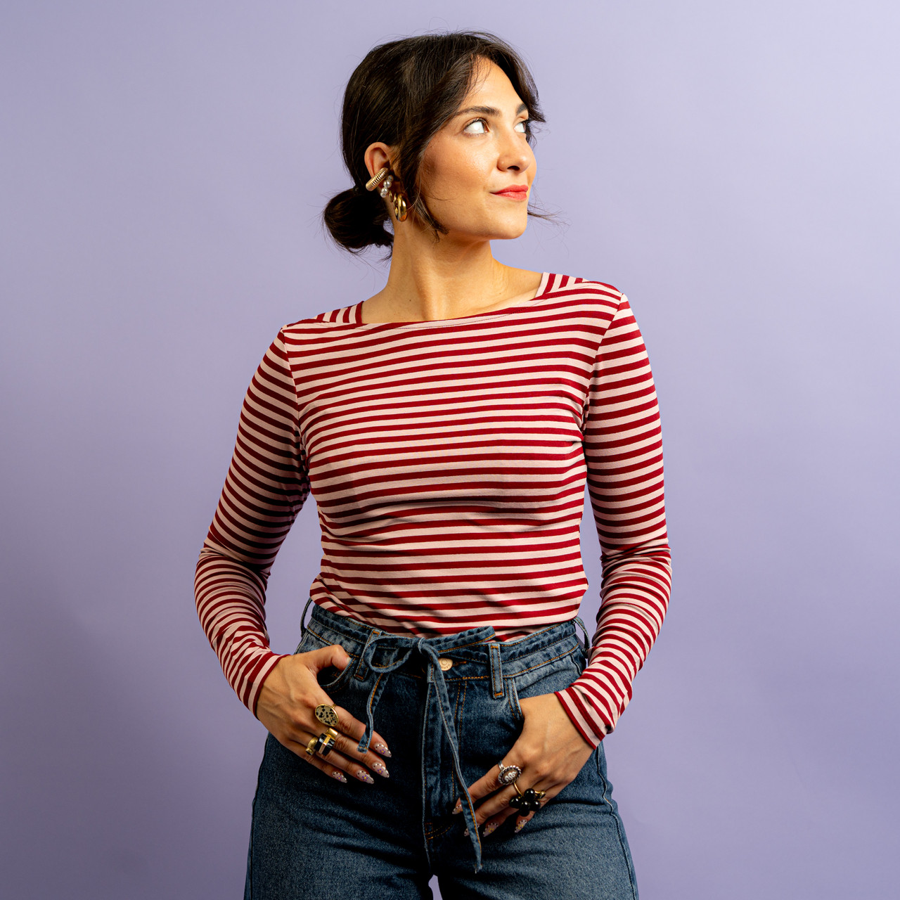 Maglia slim a righe rosa e bordeaux -  - Le Conturbanti Concept Store