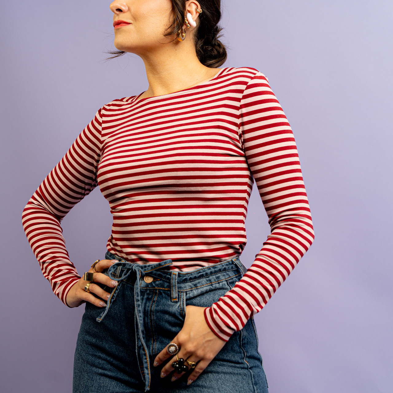 Maglia slim a righe rosa e bordeaux -  - Le Conturbanti Concept Store