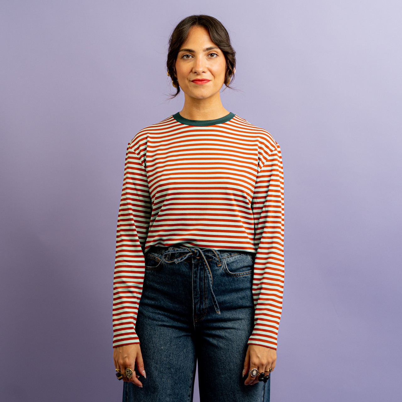 Maglia morbida a righe turchese e marrone -  - Le Conturbanti Concept Store
