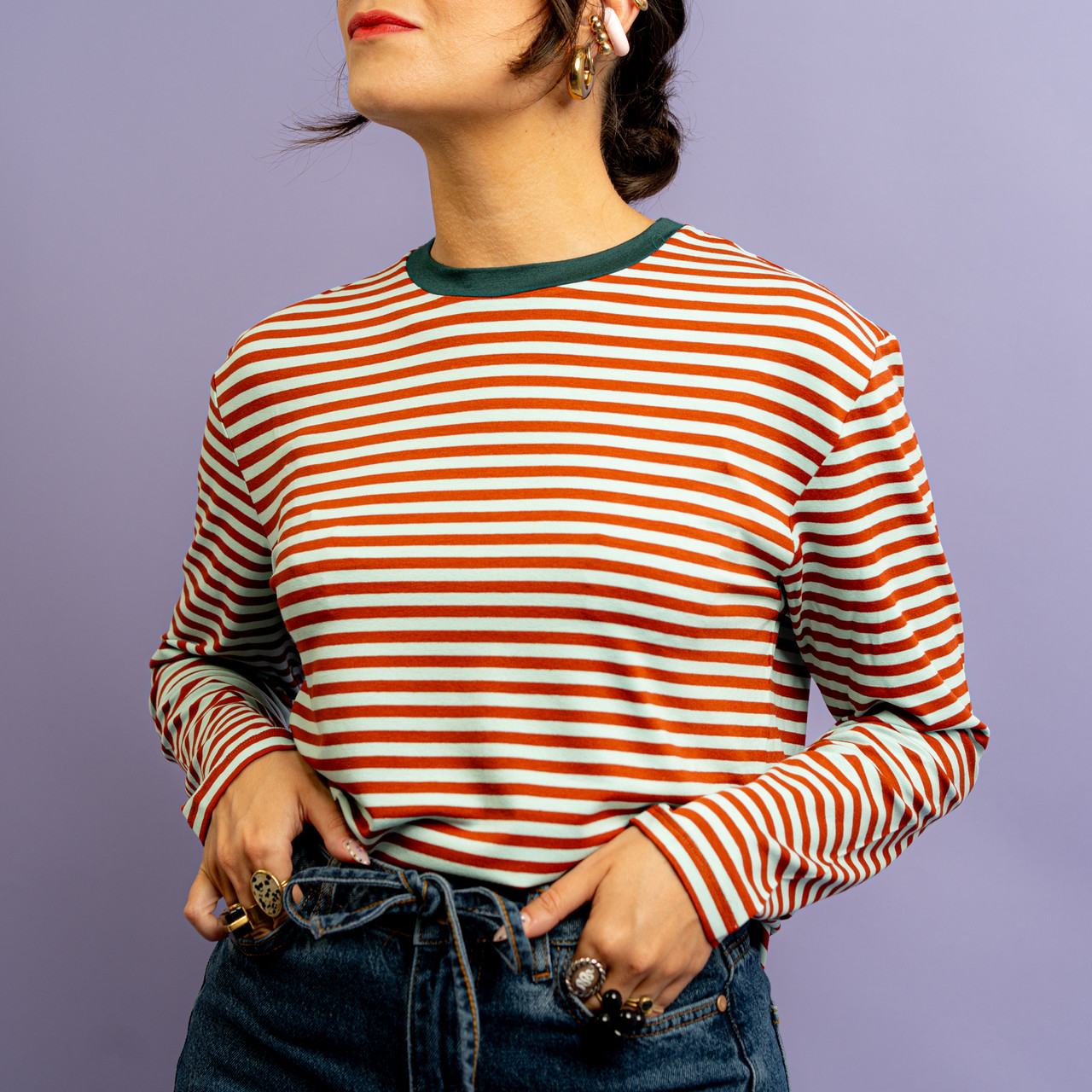 Maglia morbida a righe turchese e marrone -  - Le Conturbanti Concept Store