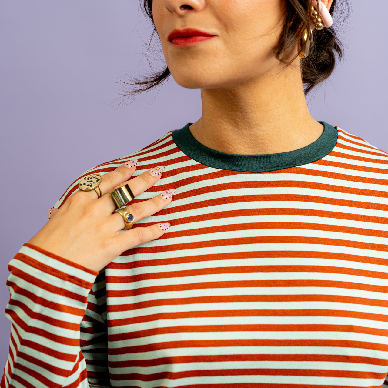 Maglia morbida a righe turchese e marrone -  - Le Conturbanti Concept Store