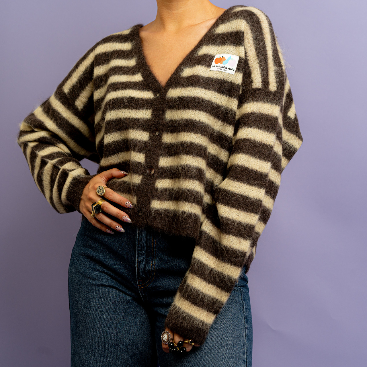 Cardigan a righe beige e marrone -  - Le Conturbanti Concept Store