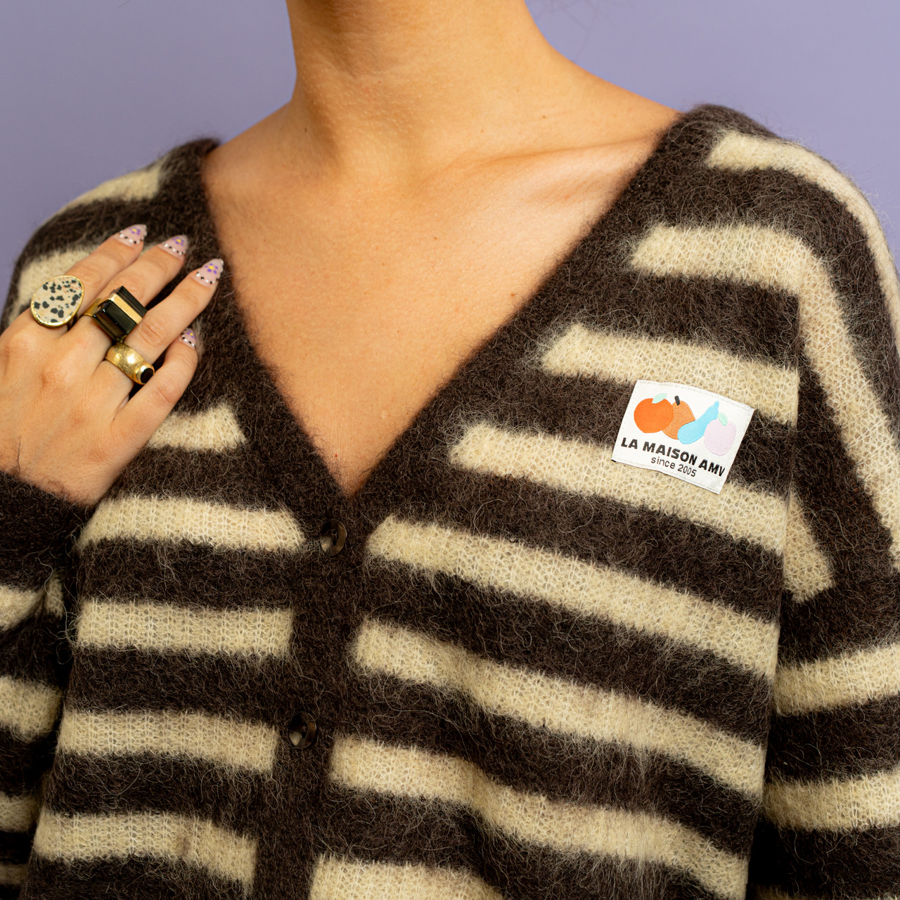 Cardigan a righe beige e marrone -  - Le Conturbanti Concept Store