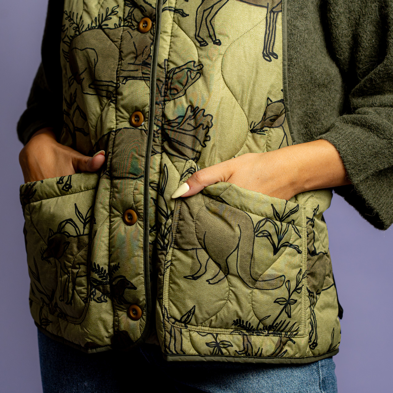Gilet imbottito verde in fantasia -  - Le Conturbanti Concept Store