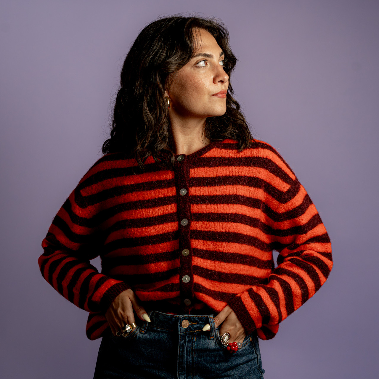 Cardigan a righe rosse e vinaccia -  - Le Conturbanti Concept Store