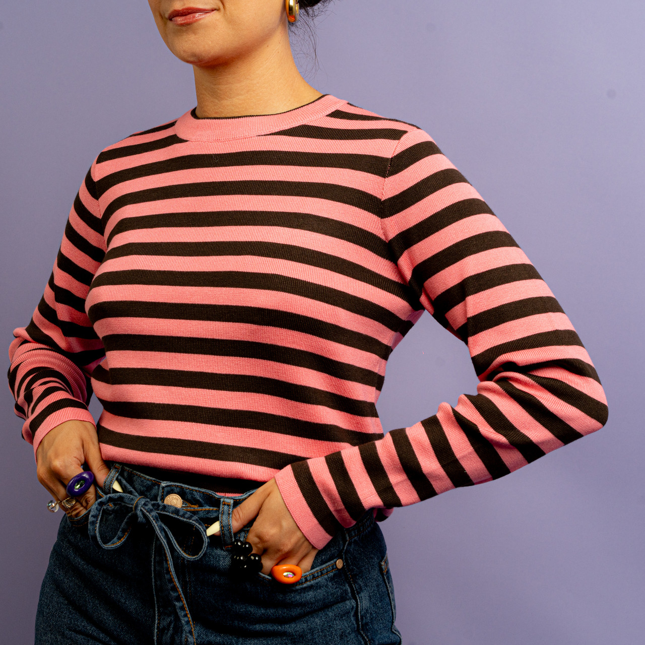 Maglia a righe fucsia e marrone -  - Le Conturbanti Concept Store