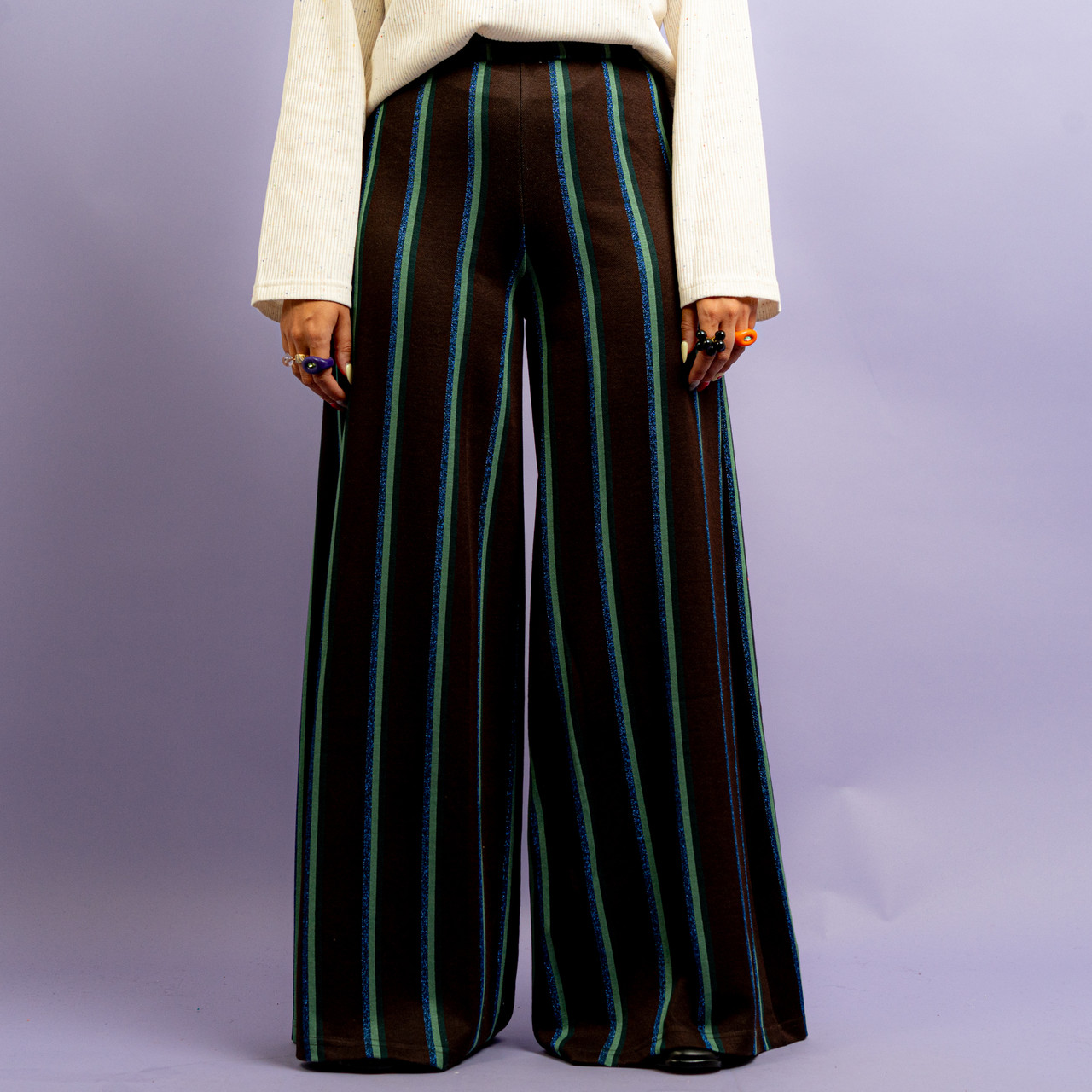 Pantaloni a righe blu e turchese -  - Le Conturbanti Concept Store