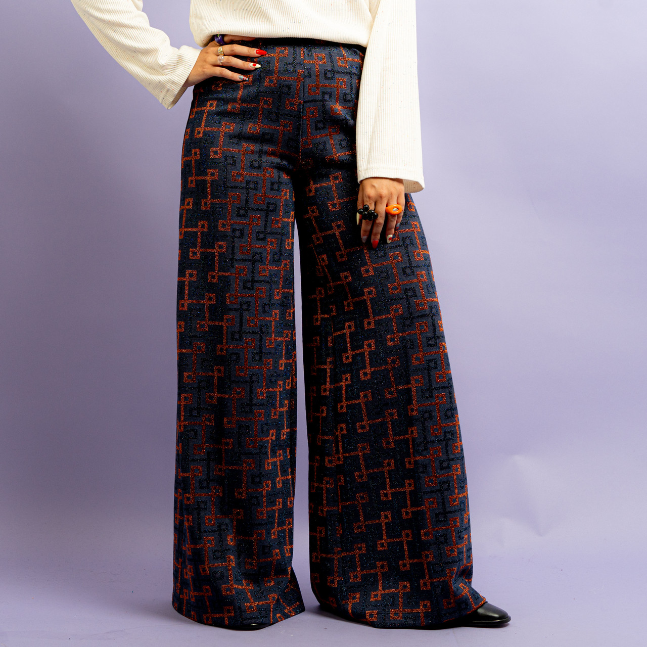 Pantaloni geometrici bronzo e blu -  - Le Conturbanti Concept Store
