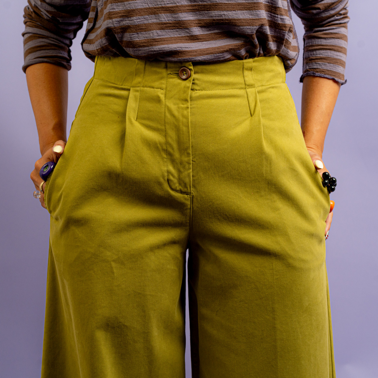 Pantaloni a palazzo verde acido -  - Le Conturbanti Concept Store