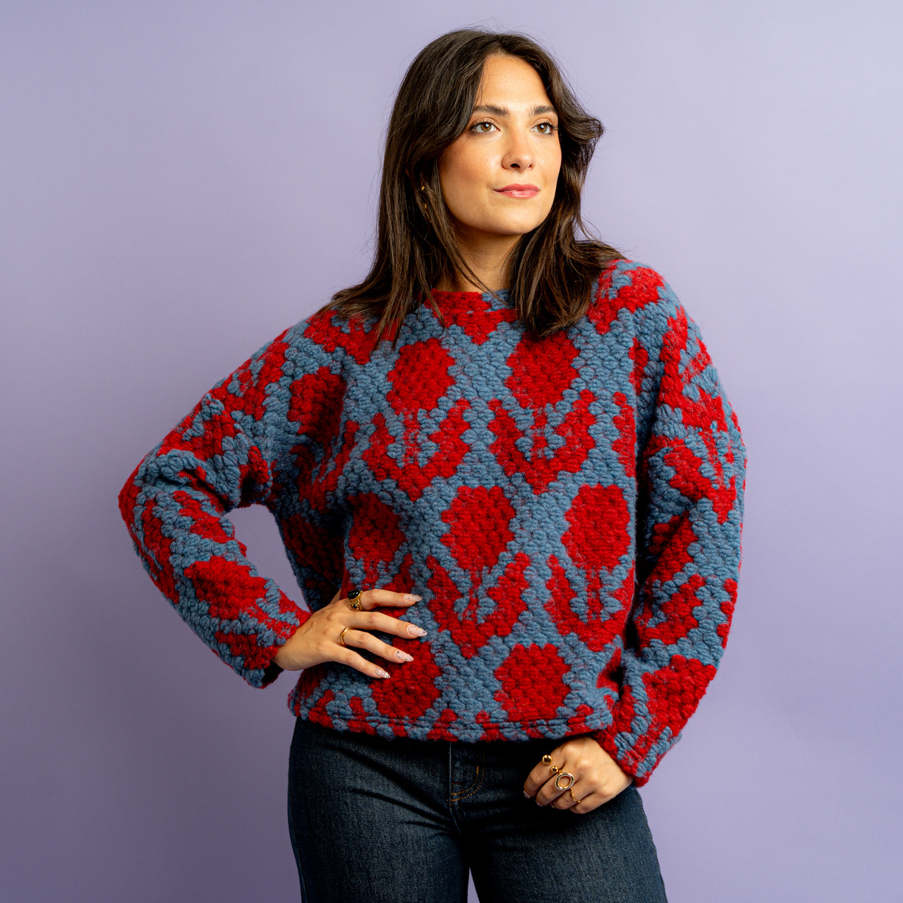 Maglione a fiori blu e rosso -  - Le Conturbanti Concept Store