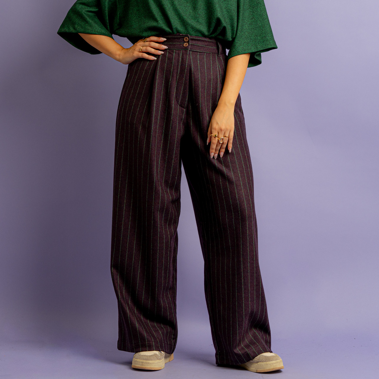 Pantaloni viola a righe verdi -  - Le Conturbanti Concept Store