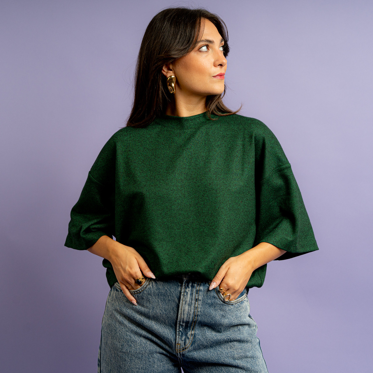 T-shirt oversize verde melange -  - Le Conturbanti Concept Store