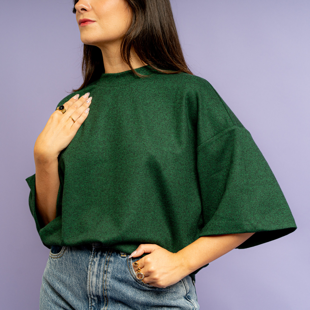 T-shirt oversize verde melange -  - Le Conturbanti Concept Store