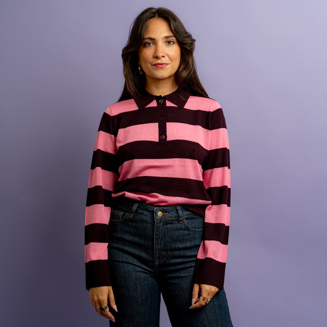 Maglione polo a righe bordeaux e rosa -  - Le Conturbanti Concept Store
