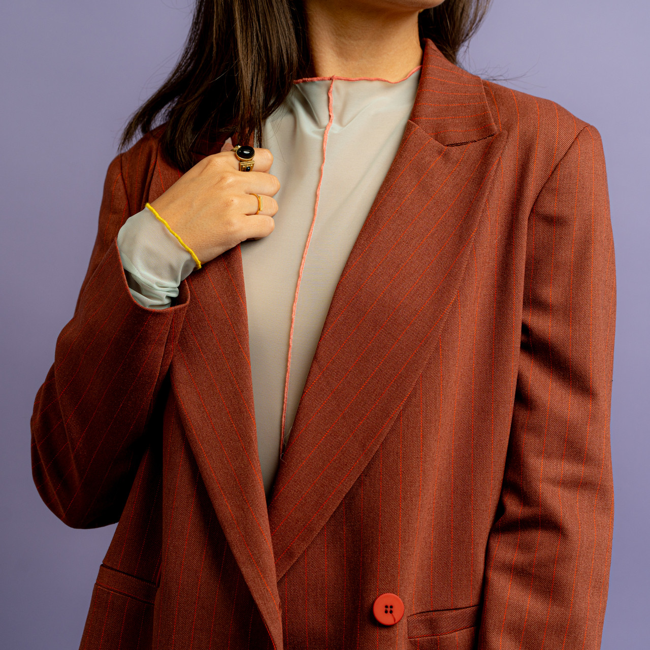 Blazer gessato terracotta -  - Le Conturbanti Concept Store