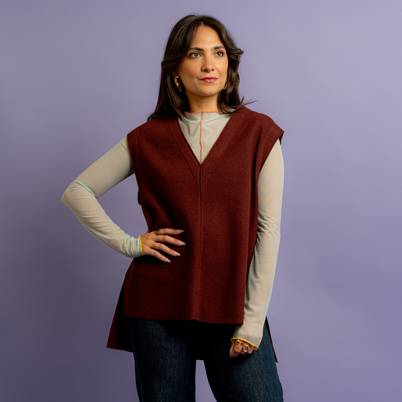 Gilet oversize bordeaux -  - Le Conturbanti Concept Store