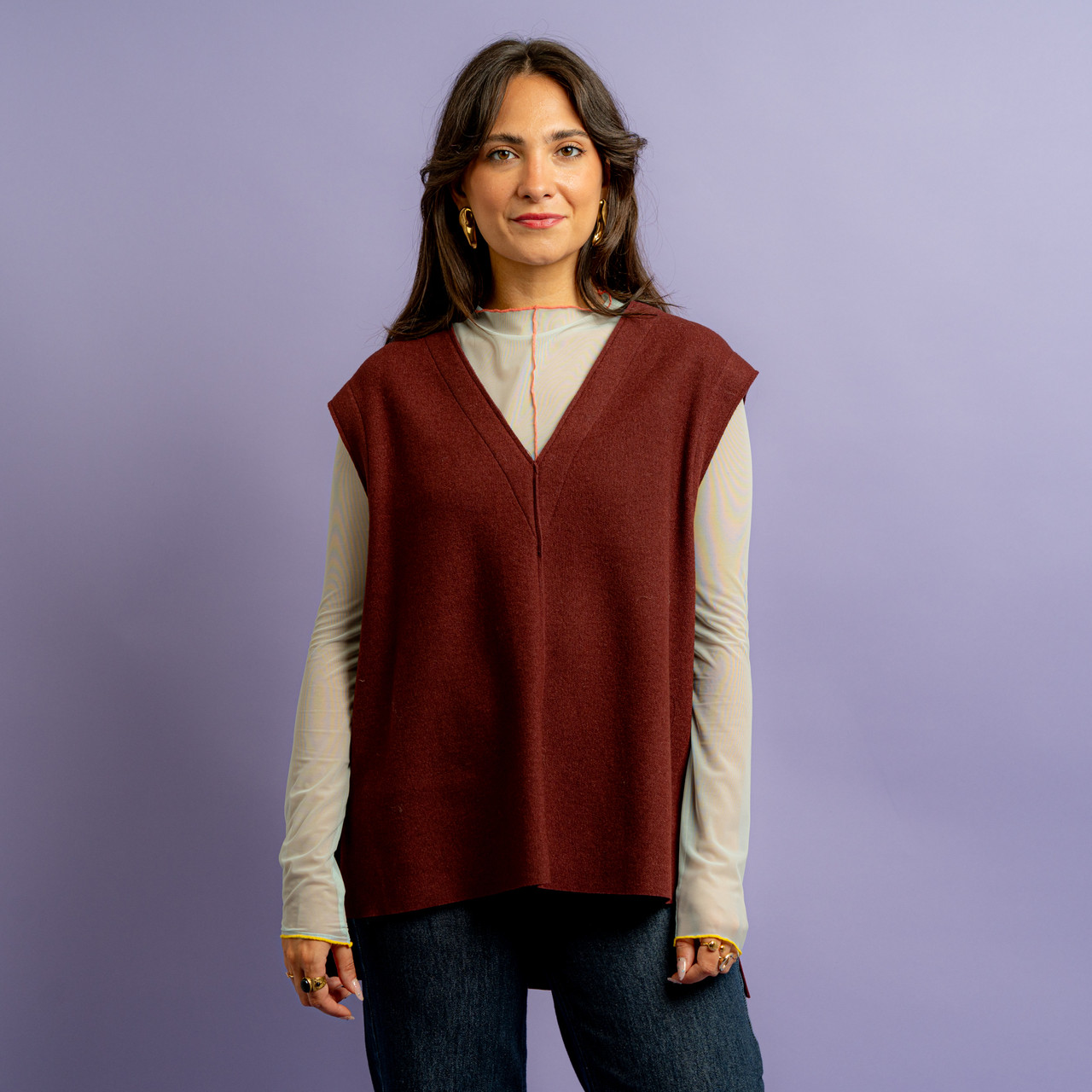 Gilet oversize bordeaux -  - Le Conturbanti Concept Store