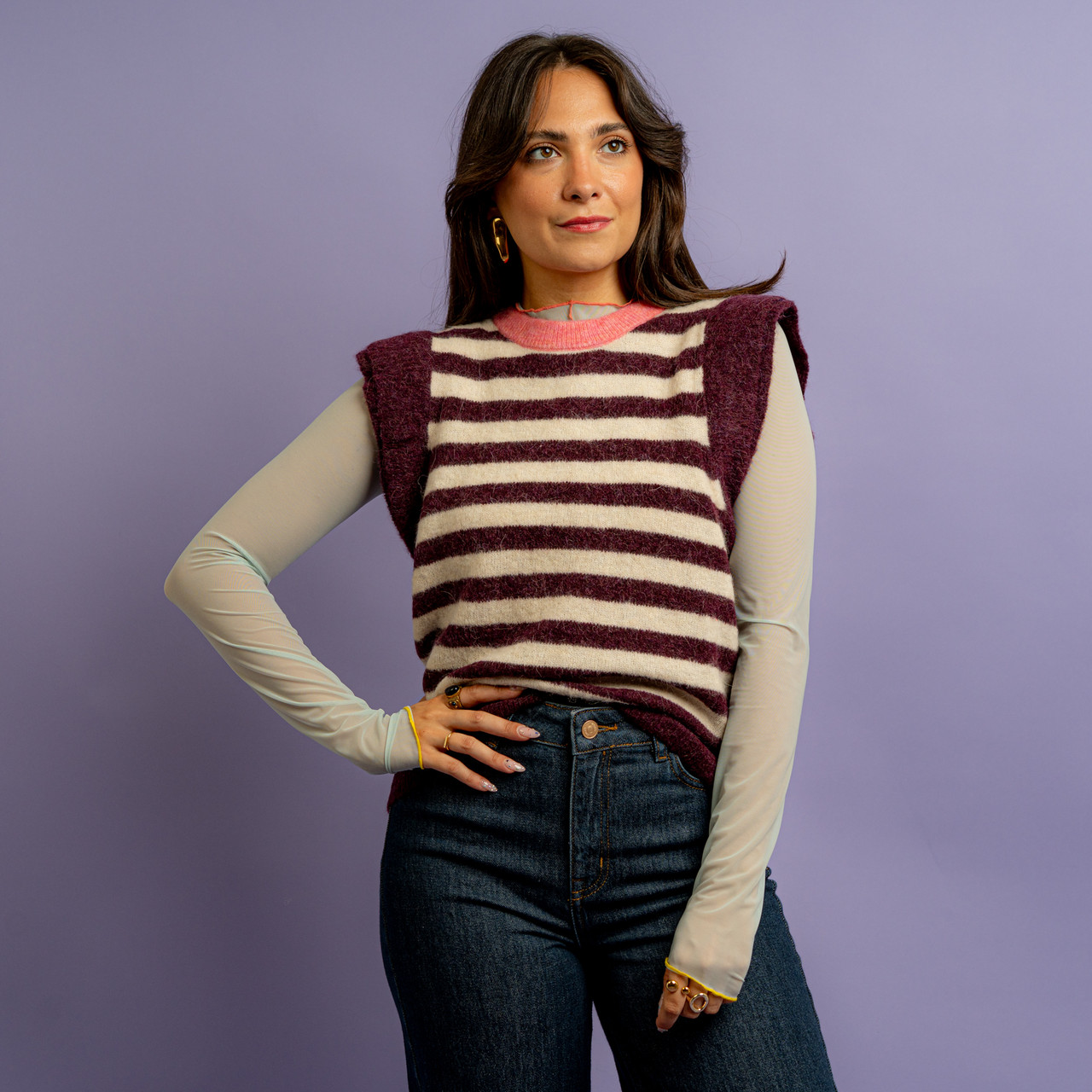 Gilet a righe bordeaux -  - Le Conturbanti Concept Store