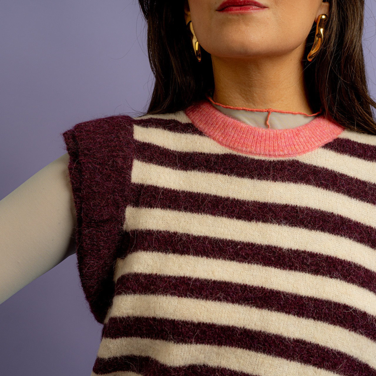 Gilet a righe bordeaux -  - Le Conturbanti Concept Store