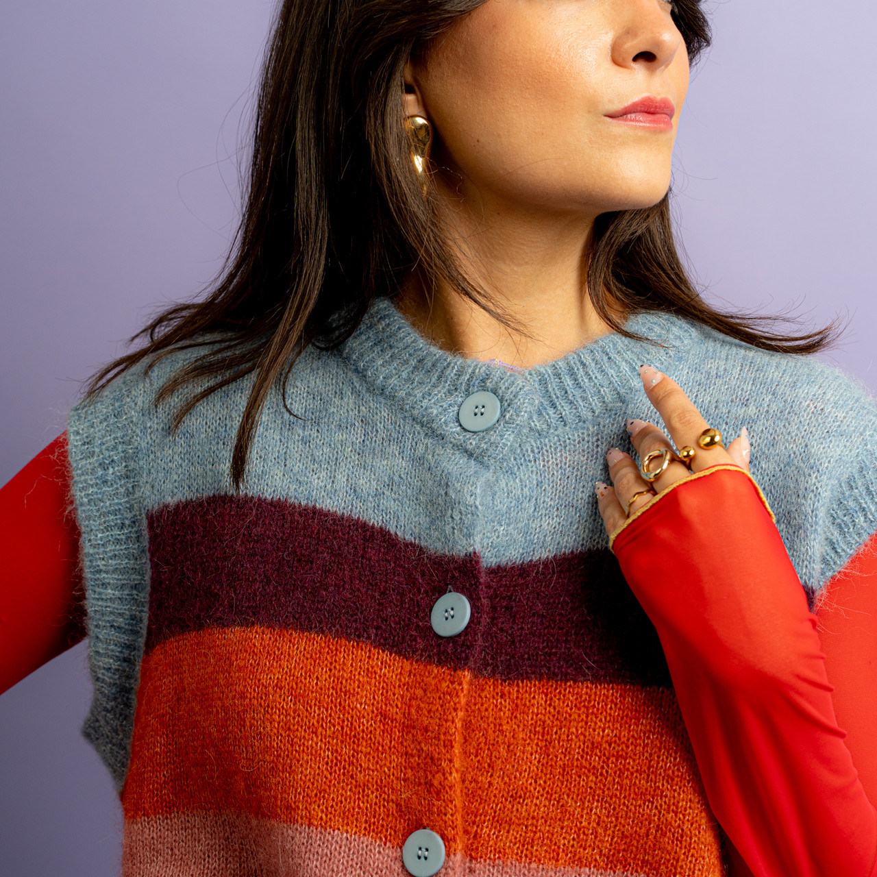 Gilet azzurro a righe colorate -  - Le Conturbanti Concept Store