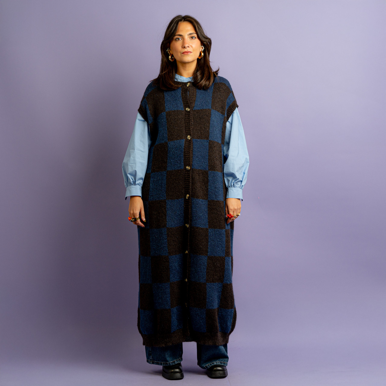 Gilet lungo a quadri -  - Le Conturbanti Concept Store