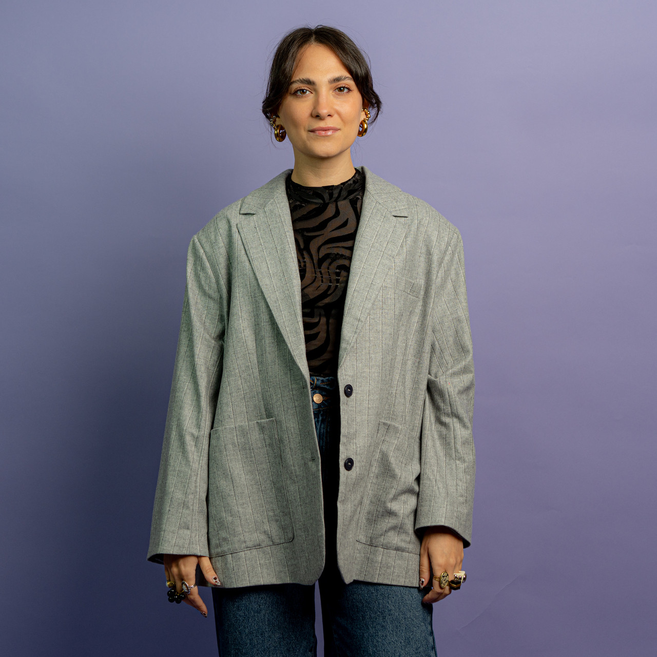 Blazer oversize gessato grigio -  - Le Conturbanti Concept Store