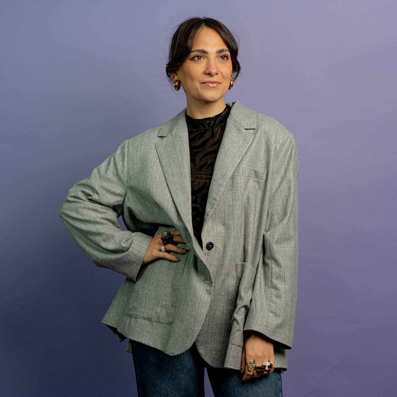 Blazer oversize gessato grigio -  - Le Conturbanti Concept Store