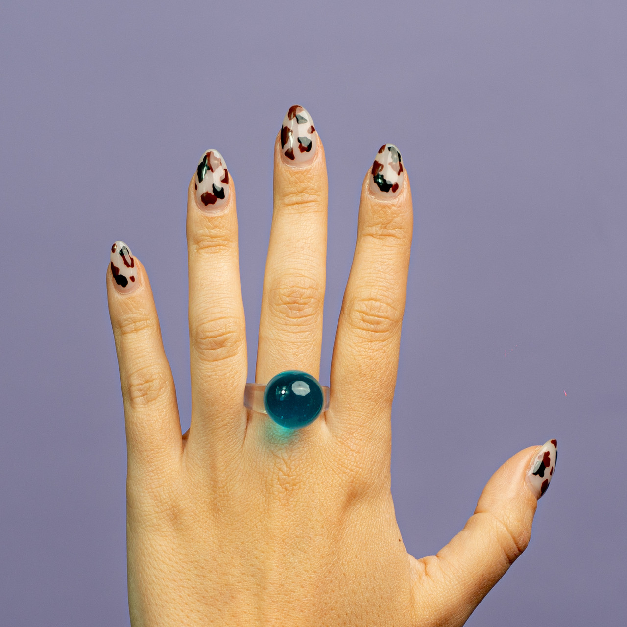 Anello bolla piccolo in plastica trasparente - Blu - Le Conturbanti Concept Store