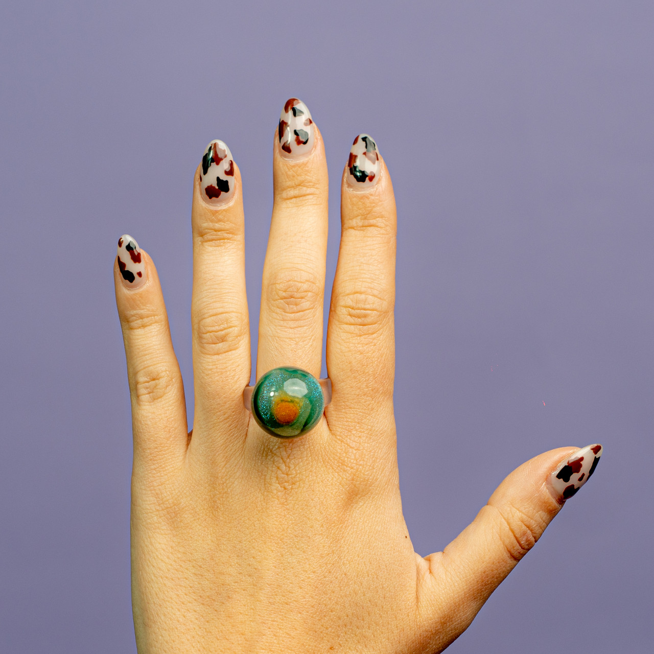 Anello bolla in plastica galassia - Verde - Le Conturbanti Concept Store