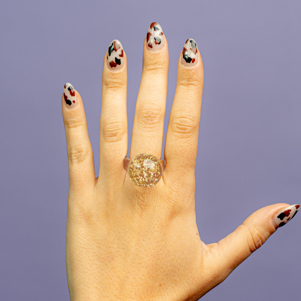 Anello bolla in plastica paillettes - Trasparente - Le Conturbanti Concept Store