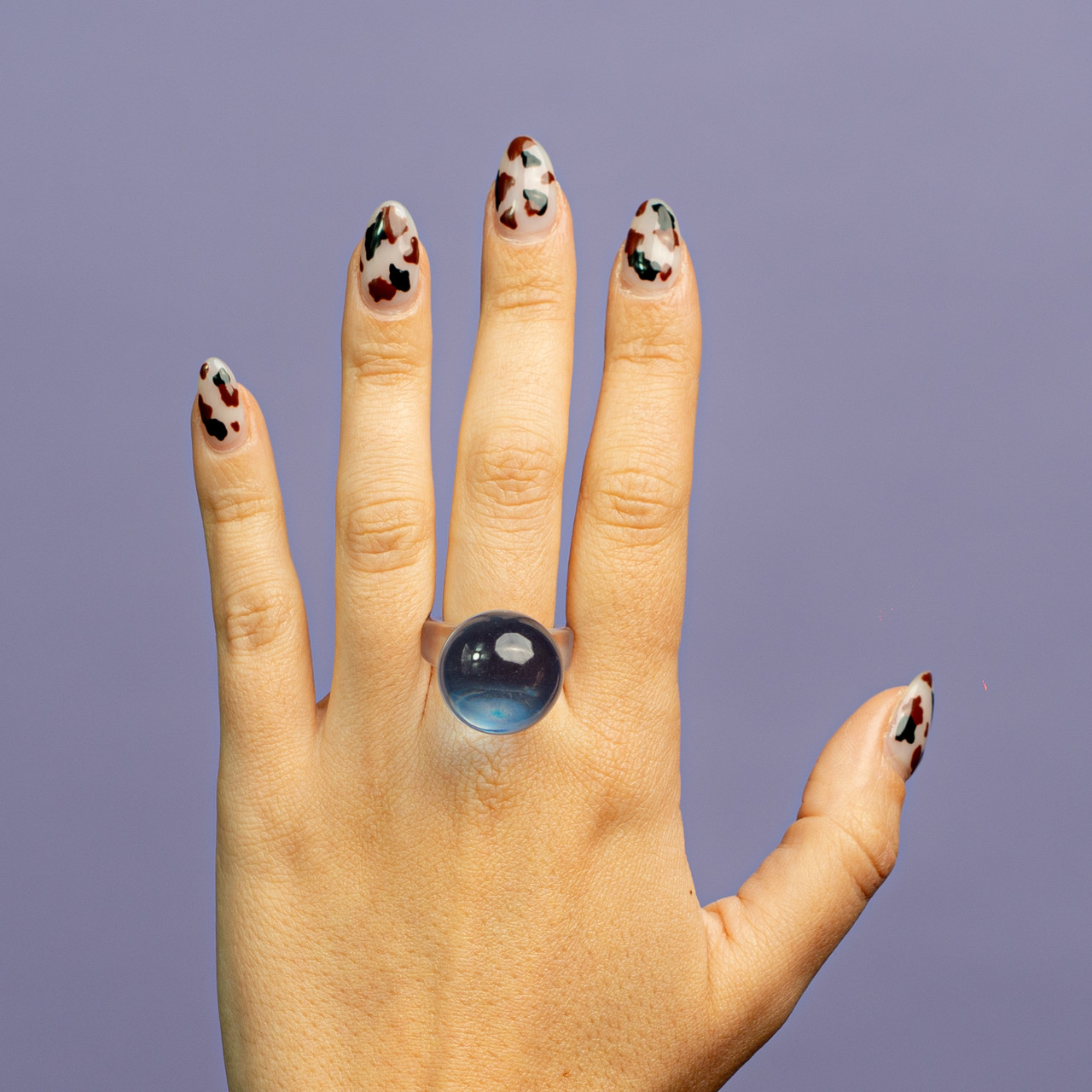 Anello bolla in plastica colorato trasparente - Blu - Le Conturbanti Concept Store