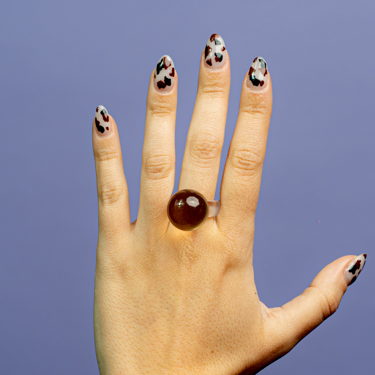 Anello bolla in plastica colorato trasparente - Beige - Le Conturbanti Concept Store