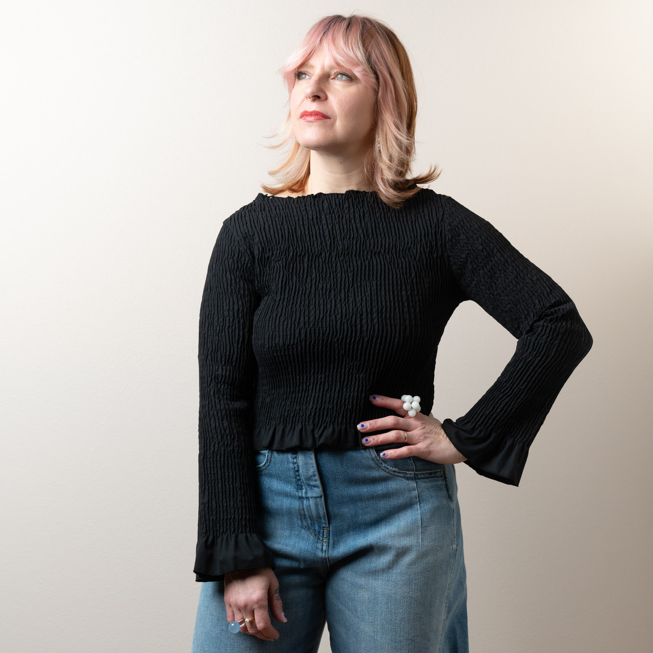 Top punto smock nero -  - Le Conturbanti Concept Store