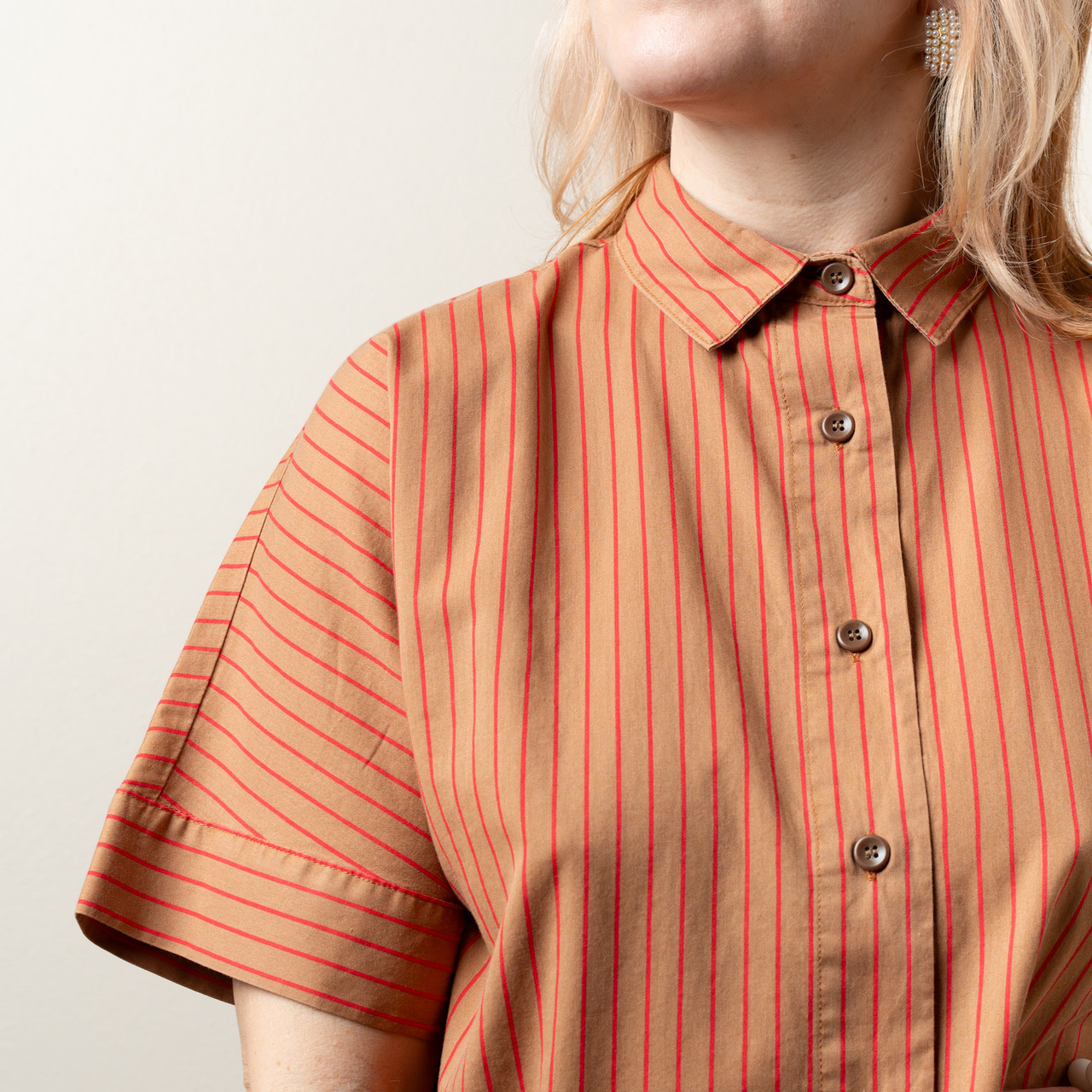 Camicia cammello a righe rosse -  - Le Conturbanti Concept Store