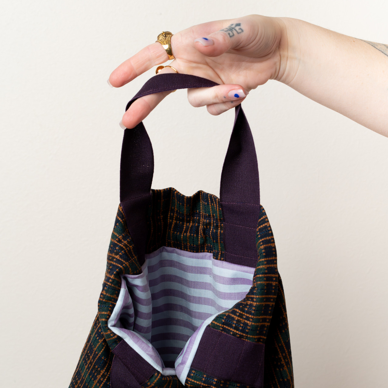 Borsa a mano righe verdi e blu -  - Le Conturbanti Concept Store