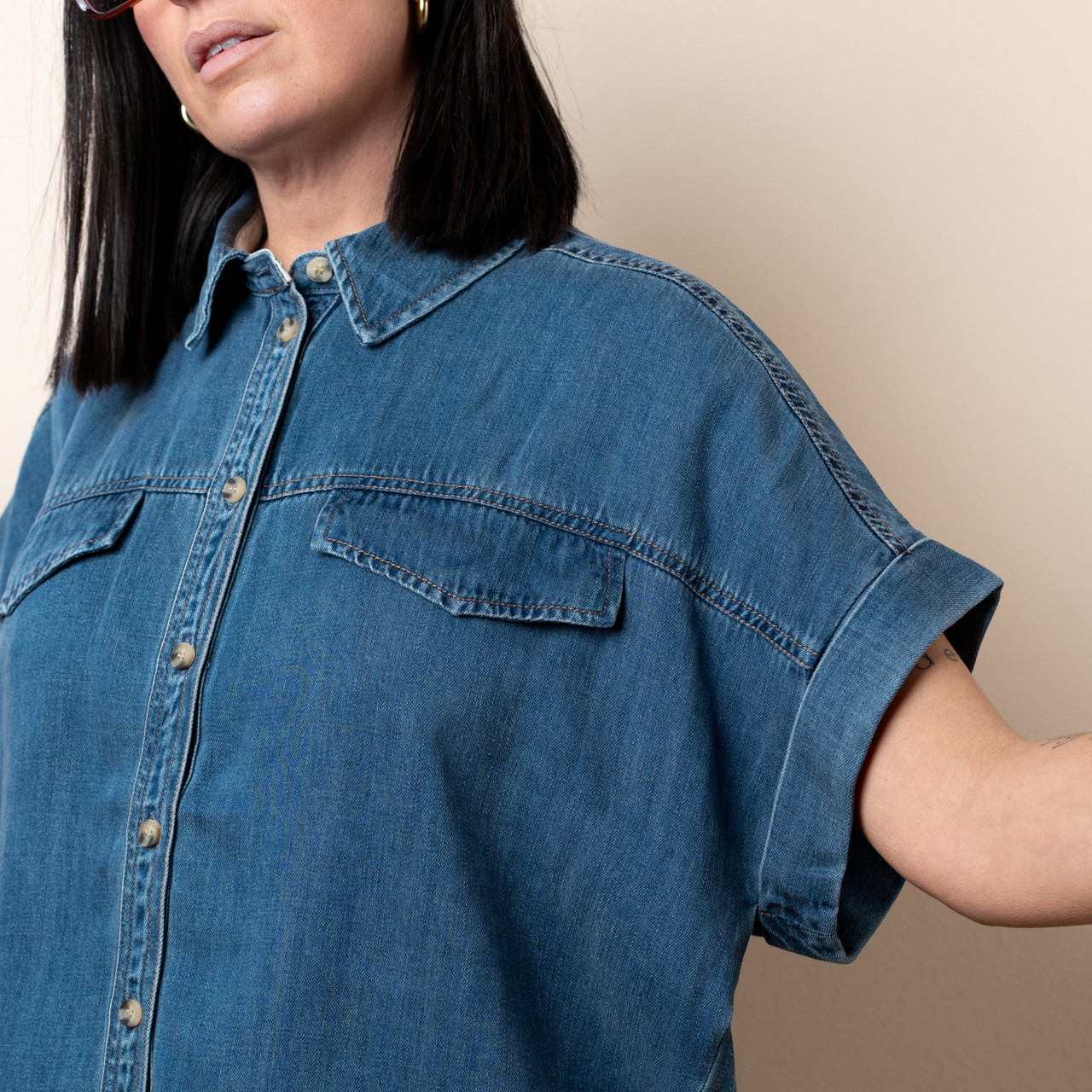 Camicia a maniche corte in jeans -  - Le Conturbanti Concept Store