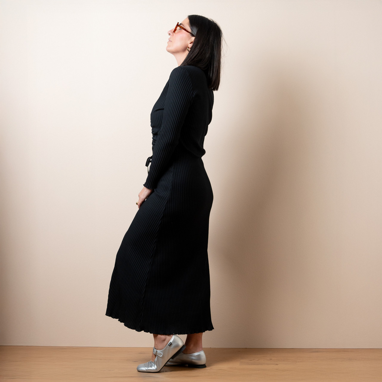 Abito lungo a costine nero -  - Le Conturbanti Concept Store