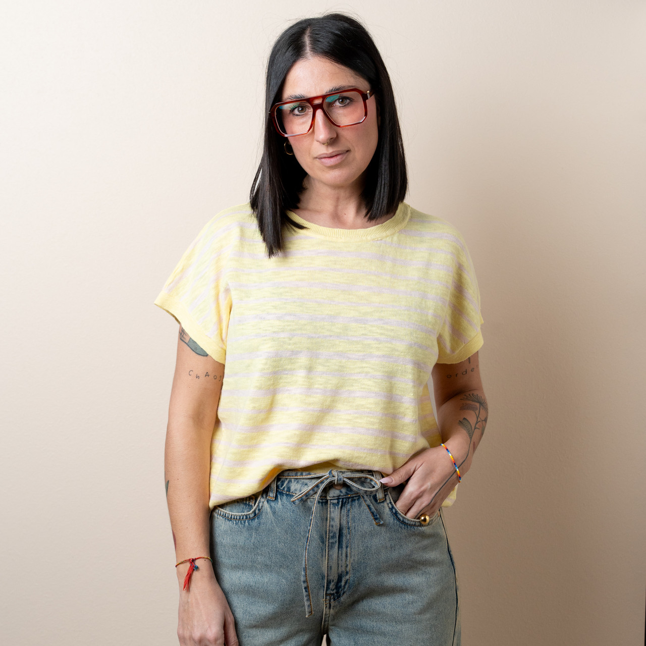 Maglia gialla a righe rosa -  - Le Conturbanti Concept Store