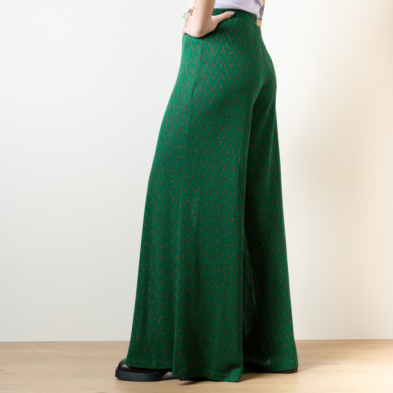 Pantaloni leggeri zig zag verdi -  - Le Conturbanti Concept Store