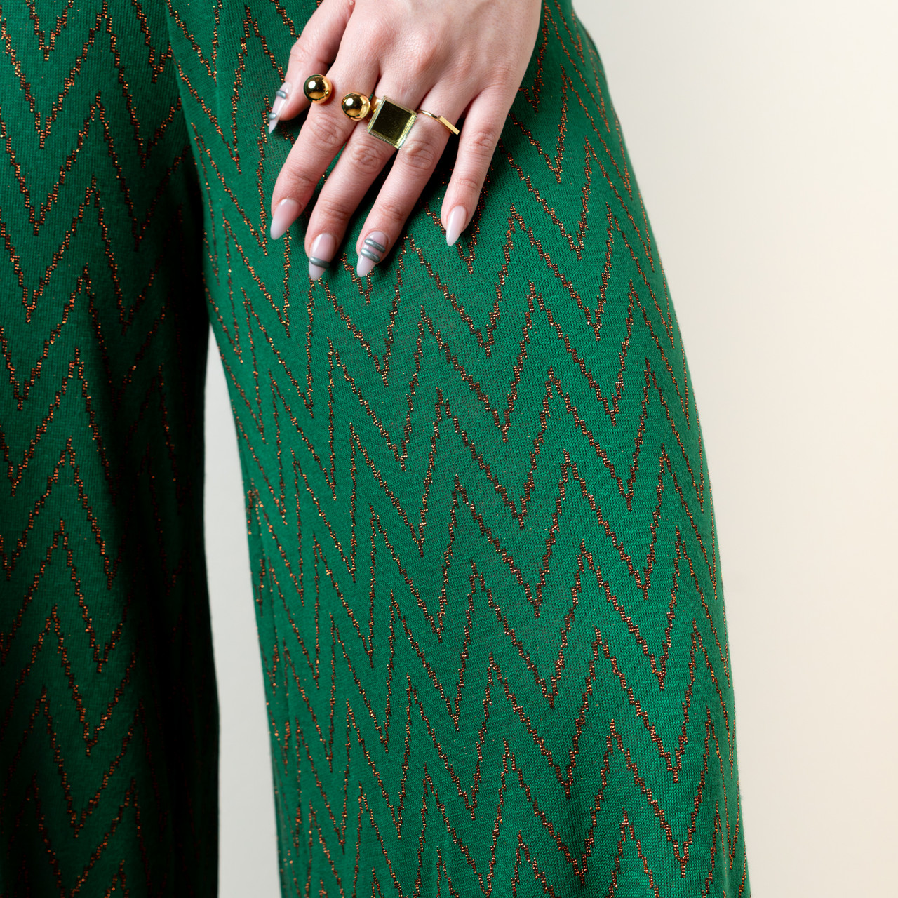 Pantaloni leggeri zig zag verdi -  - Le Conturbanti Concept Store