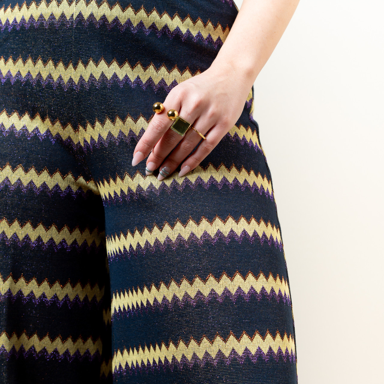 Pantaloni leggeri zig zag blu e giallo -  - Le Conturbanti Concept Store