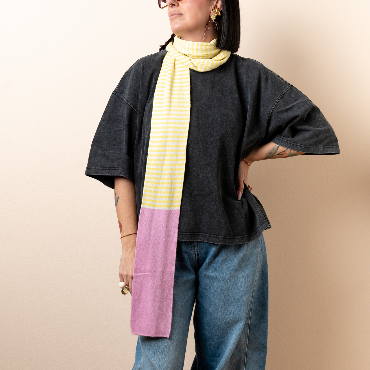 Sciarpa in cotone a righe gialle -  - Le Conturbanti Concept Store