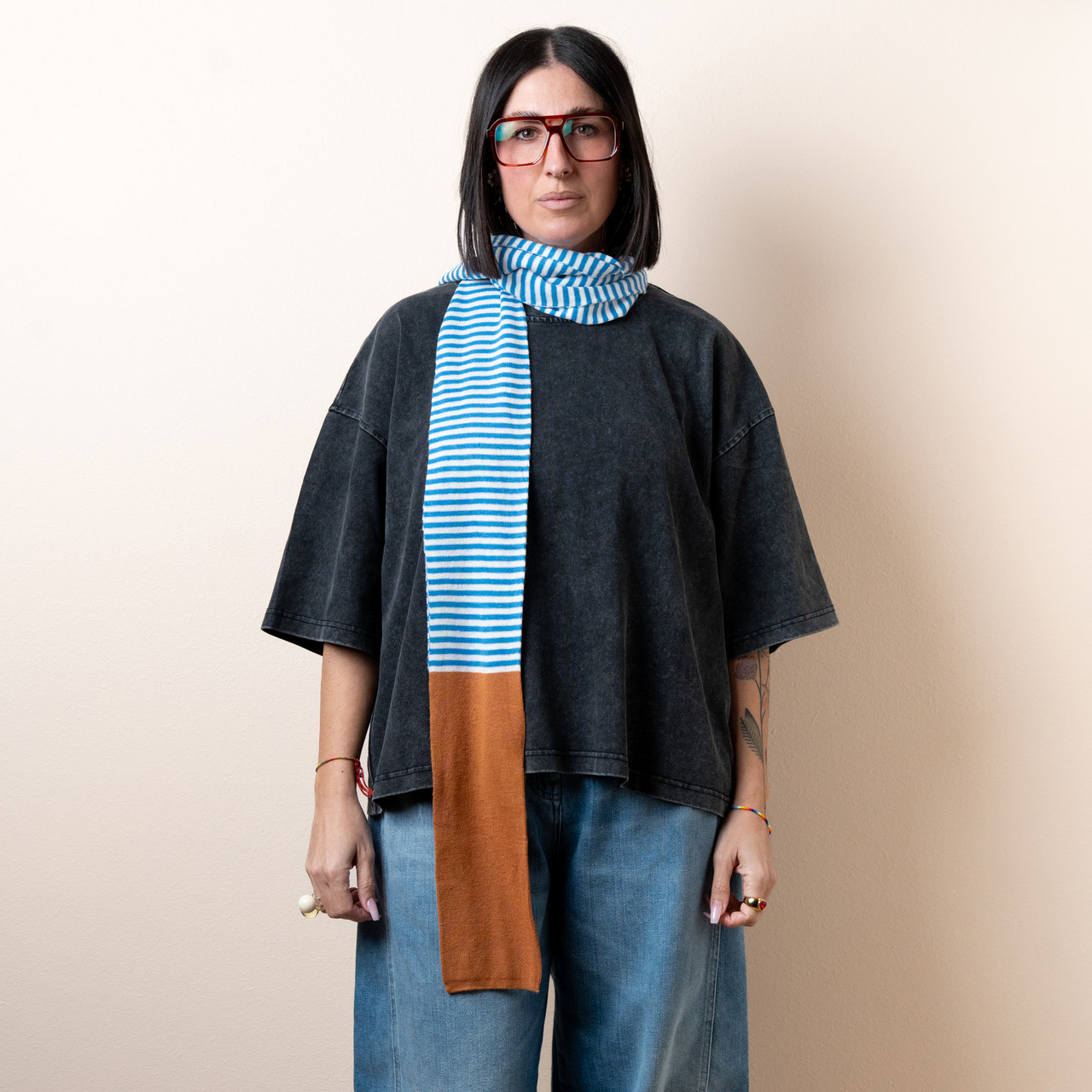 Sciarpa in cotone a righe azzurre -  - Le Conturbanti Concept Store