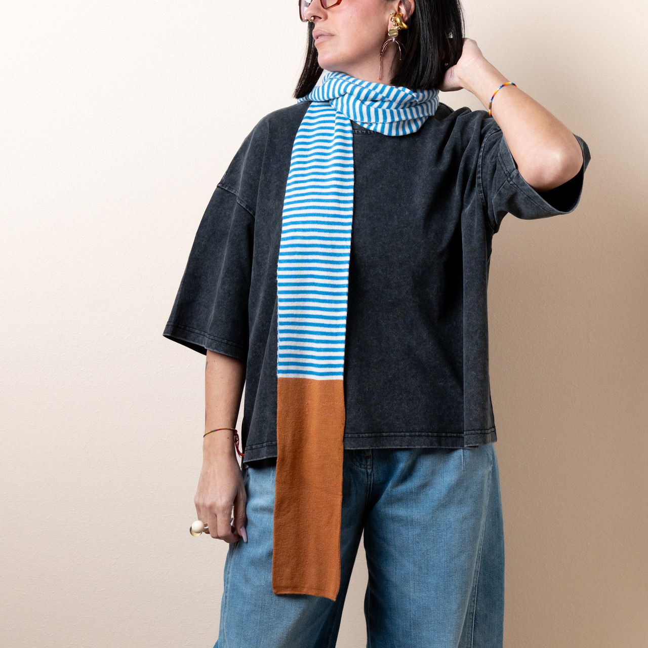 Sciarpa in cotone a righe azzurre -  - Le Conturbanti Concept Store