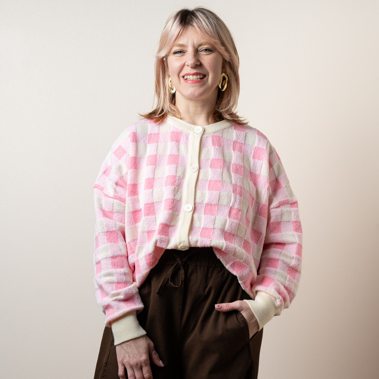 Cardigan vichy rosa -  - Le Conturbanti Concept Store