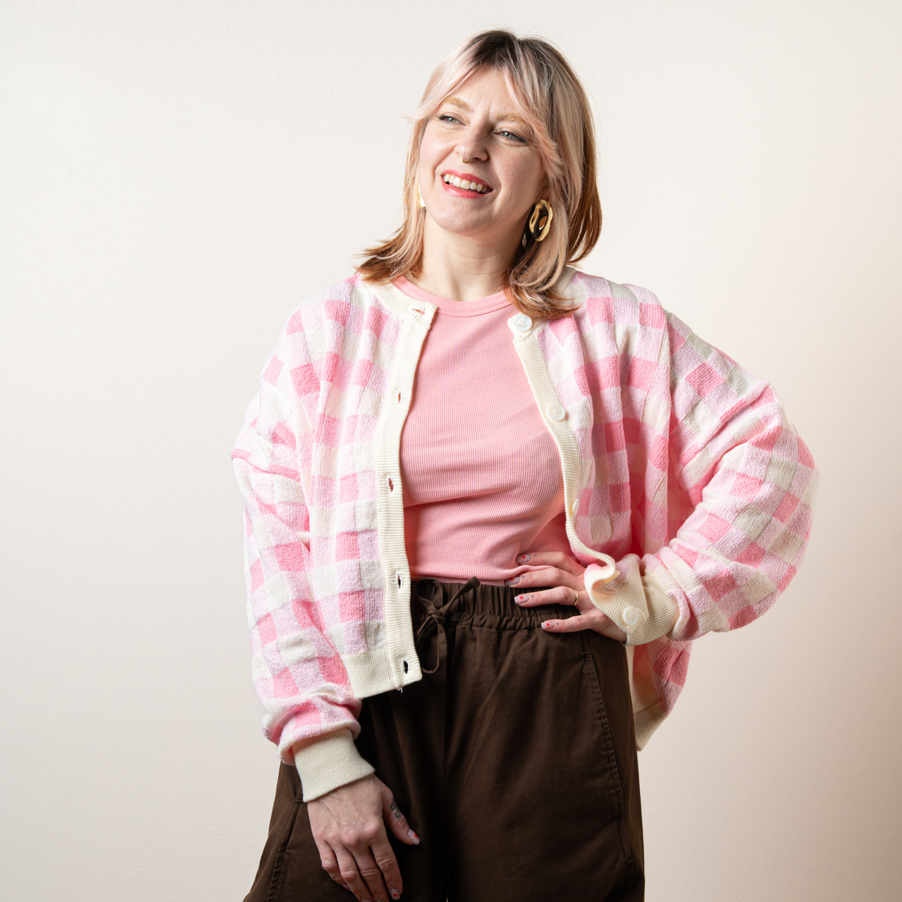 Cardigan vichy rosa -  - Le Conturbanti Concept Store