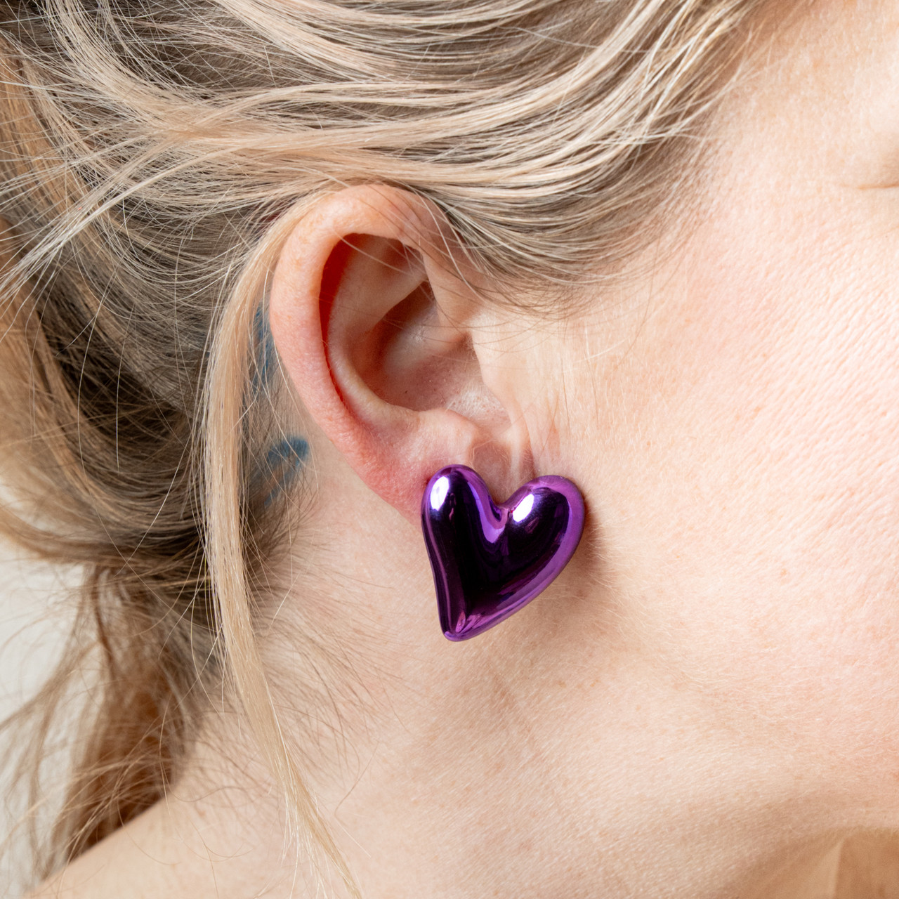 Orecchini cuore specchiato viola -  - Le Conturbanti Concept Store