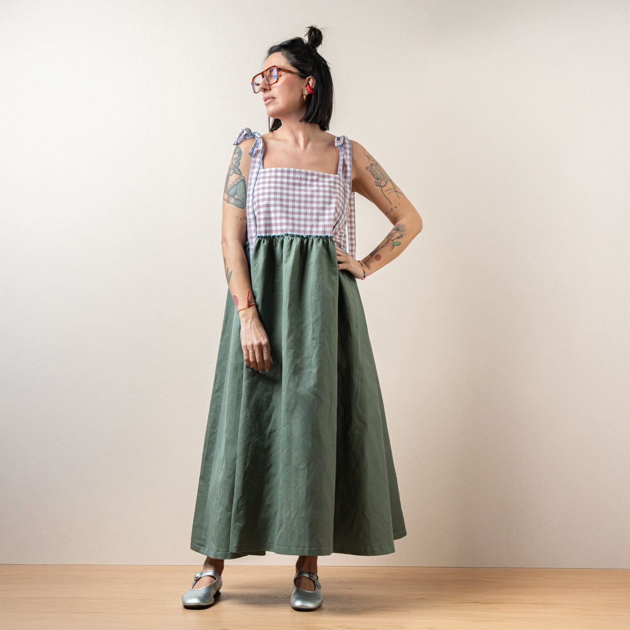 Abito fiocco vichy malva -  - Le Conturbanti Concept Store